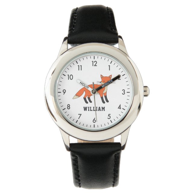 Montre Cute Fox Personnalisé Nom Personnalisé Retour À L' (devant)