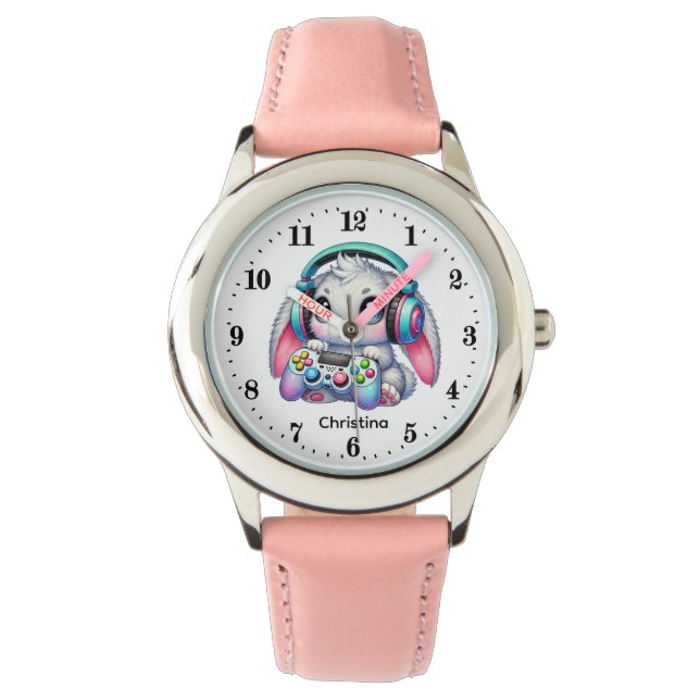 Montre Cute gamer bunny add name                  (devant)