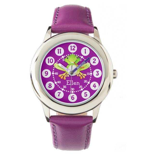 Montre Cute gamins grenouille et nom (devant)