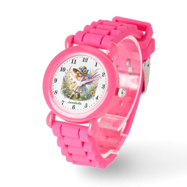 Montre Cute Gardening girl ajouter nom (Angle)