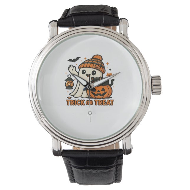 Montre Cute Ghost Chat Éffrayant Halloween Kitten Magique (devant)