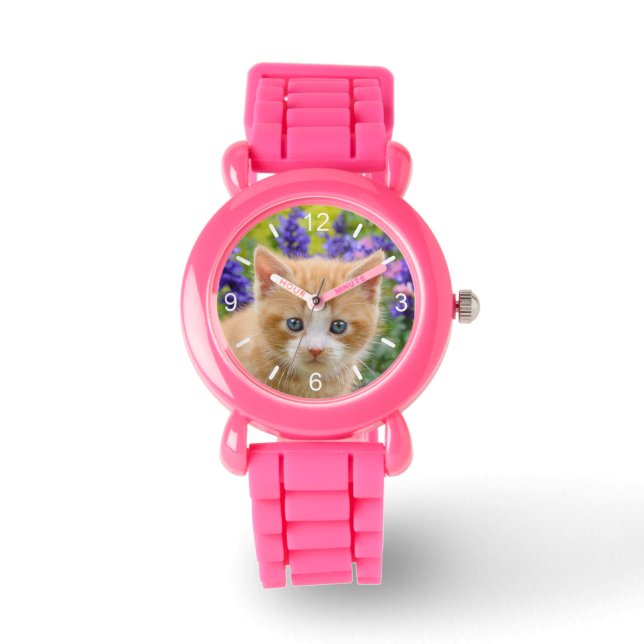 Montre Cute Ginger Chat Kitten Photo Plaque à cadran Stra (Recto)