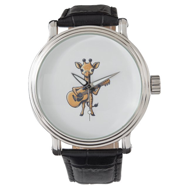 Montre Cute Giraffe Jouer Guitare Giraffes Musicien Musi (devant)
