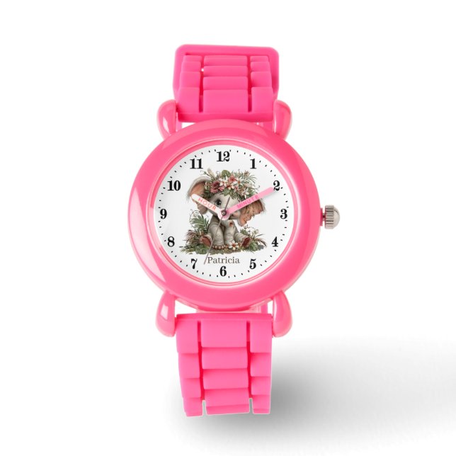 Montre Cute girls elephant lovers add name  (Recto)