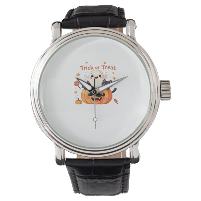 Montre Cute Halloween - Classe Kawaii Ghost et Black Cats (devant)