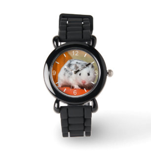 Montre Cute hamster syrien blanc noir tacheté