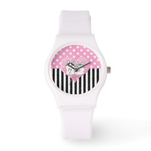 Montre Cute Huskies motif rose