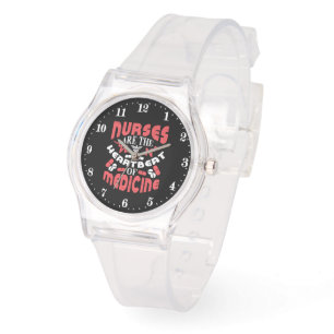 Montre Cute infirmière battent coeur médecine mot art
