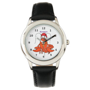 Montre Cute joyeux homard portant le dessin du casquette 