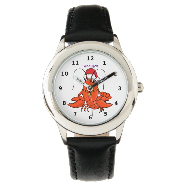 Montre Cute joyeux homard portant le dessin du casquette  (devant)