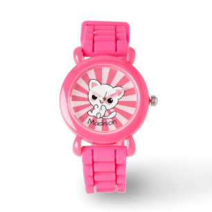 Montre Cute kawaii Chat Blanc Personnalisé