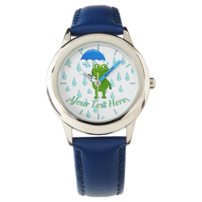 Montre Cute Kawaii Grenouille et pluie (devant)