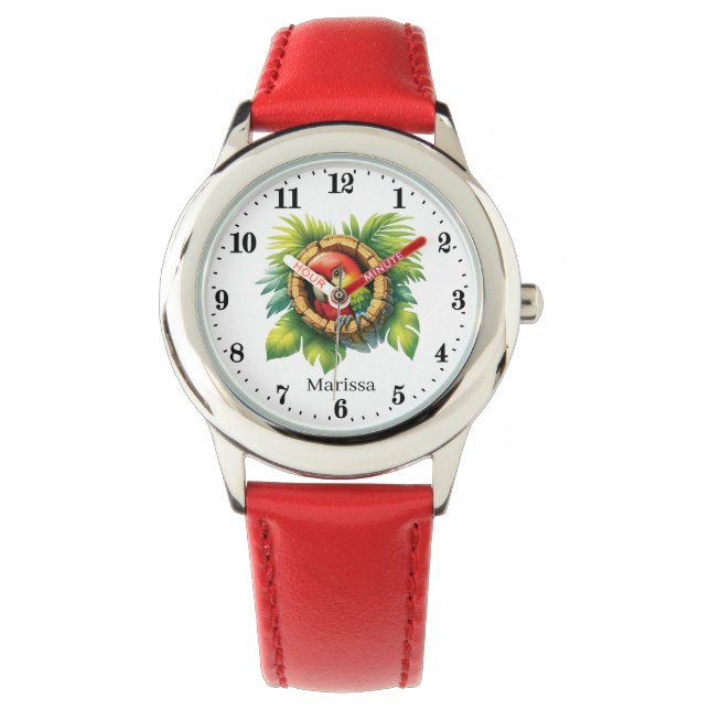 Montre Cute kids perroquet unisex ajouter nom (devant)