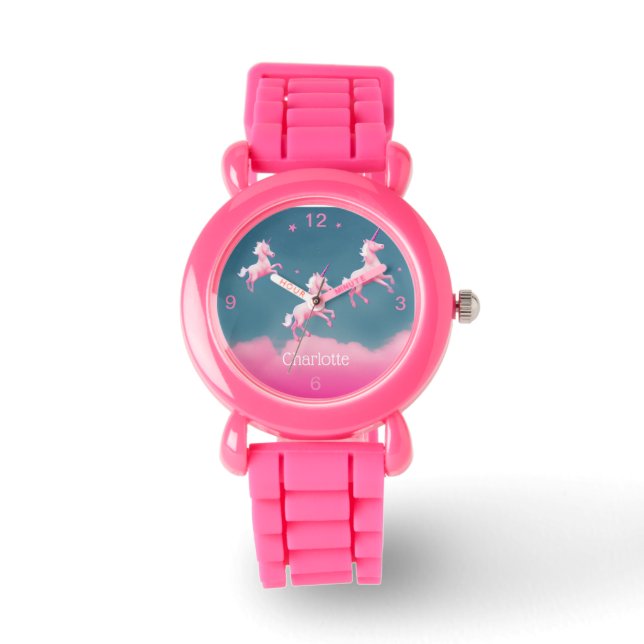 Montre Cute Kids Pink Parties scintillant Strap Unicorn F (Recto)