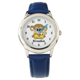 Montre Cute kids unisex singe ajouter nom