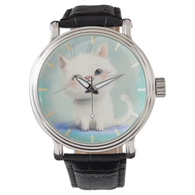 Montre Cute Kitten blanc (devant)
