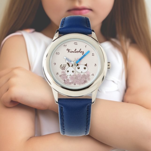 Montre Cute Kitten et Bunny amis animaux filles enfants (Créateur téléchargé)