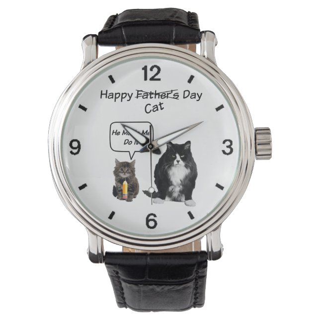 Montre Cute Kitten et Grumpy Fête des pères de chat (devant)