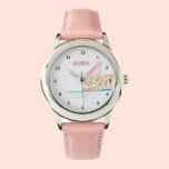 Montre Cute Kitten Tabby Chat Animal Girls<br><div class="desc">Mignonne,  filles,  Tabby,  chaton gingembre,  chat,  moderne,  montre d'aquarelle animale. Fille,  Parfait pour les enfants. Personnalisez-le avec le nom de votre enfant.</div>