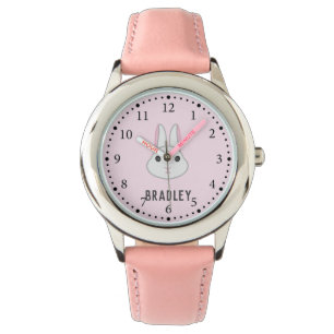 Montre Cute lapin blanc sur rose