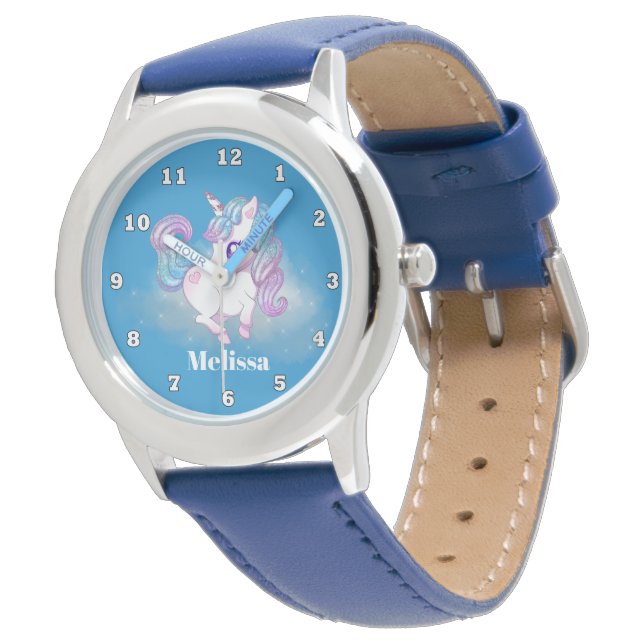 Montre Cute licorne ajouter nom filles regarder (Incliné)