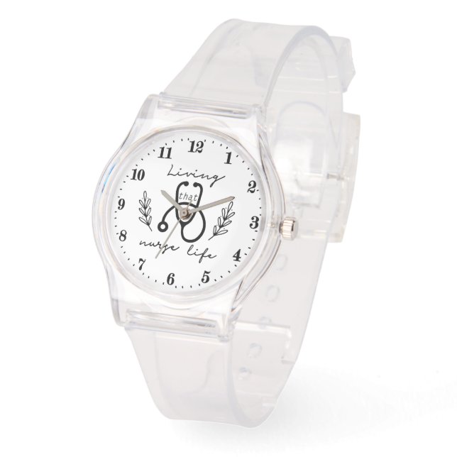 Montre Cute living Infirmière vie mot art (Angle)