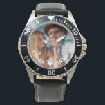Montre Cute Love Heart Photo Couples Noms personnalisés<br><div class="desc">Cute Love Heart Photo Couples Noms Personnalisés Montres vous propose votre photo préférée avec un coeur d'amour et personnalisée avec vos noms dans un script blanc moderne. Personnalisez en modifiant le texte dans la zone de texte fournie et en ajoutant votre propre image. Cadeaux parfaits pour les couples, copain, mari...</div>