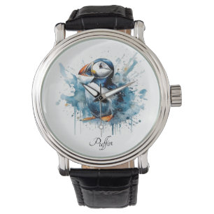 Montre Cute macaron en bleu aquarelle