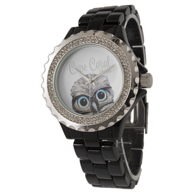 Montre Cute Owl Cape Coral Floride - Burrowing Owl Watch (Incliné)