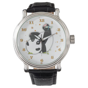 Montre Cute Panda Bear pour Amoureux des animaux Gold Sta