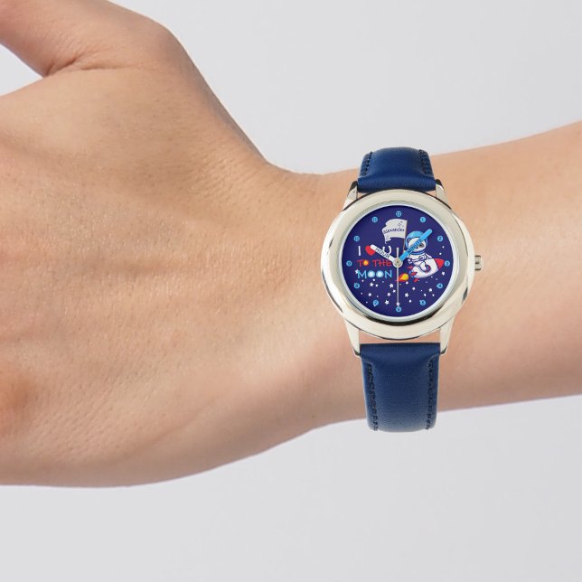 Montre Cute Panda Bear Sur Rocket Ship Kids Personnalisé (Créateur téléchargé)