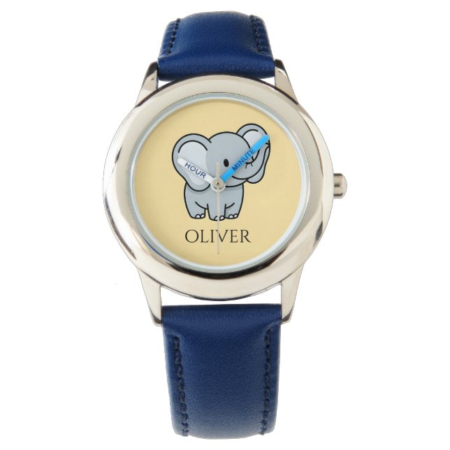 Montre Cute Personalized Baby Elephant Kids Name  (devant)
