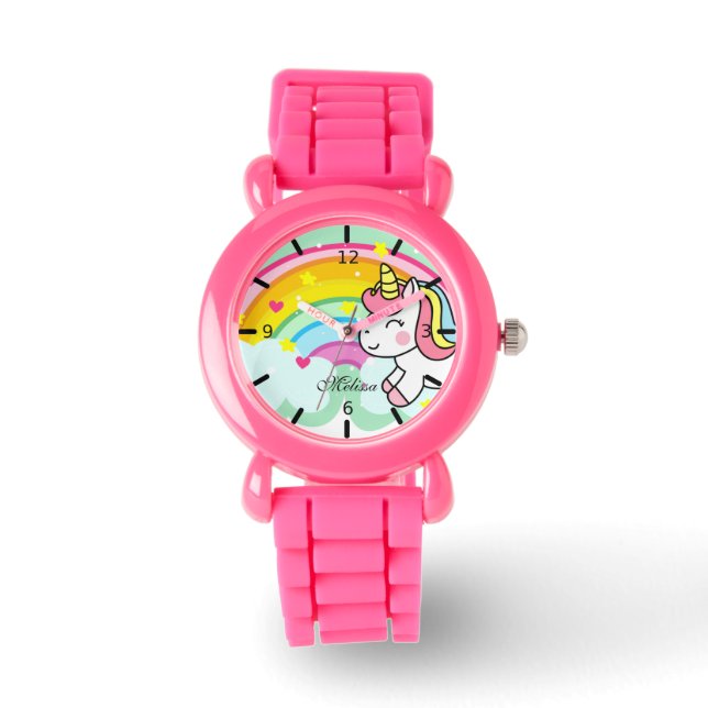 Montre Cute Personnalisé Rainbow Unicorn Watch (Recto)
