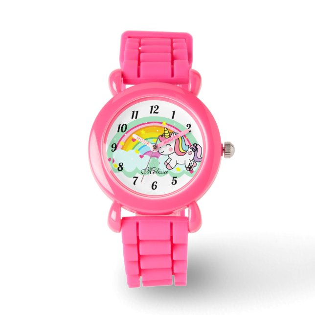 Montre Cute Personnalisé Rainbow Unicorn Watch (Recto)