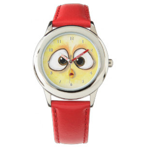 Montre Cute Petit Poulet Jaune Surpris Grand Yeux Amusant