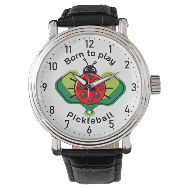 Montre 🐞 Cute pickleball ladybug white Watch (devant)