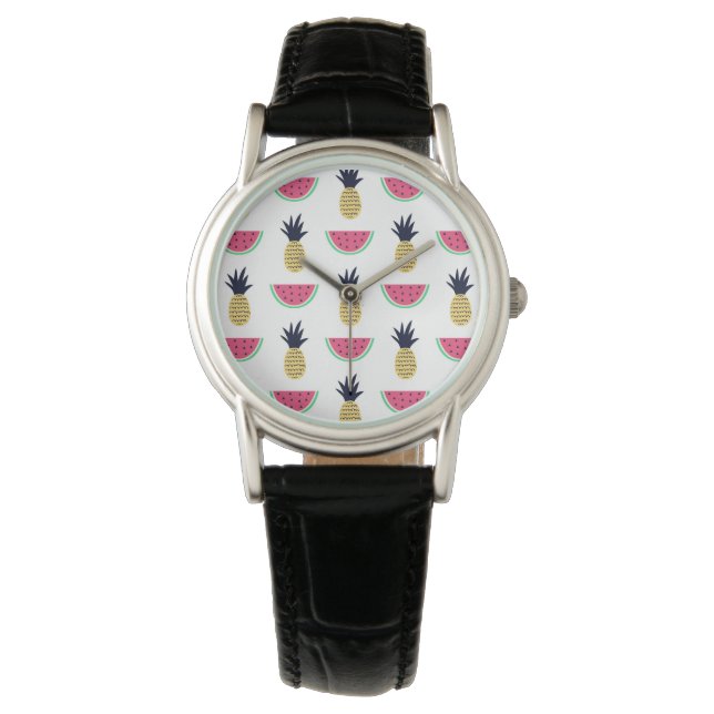 Montre Cute Pineapple et Watermelon Doodle Pattern (devant)