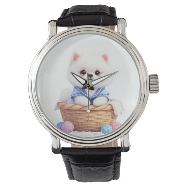 Montre Cute Puppy in Basket eWatch Watch (devant)