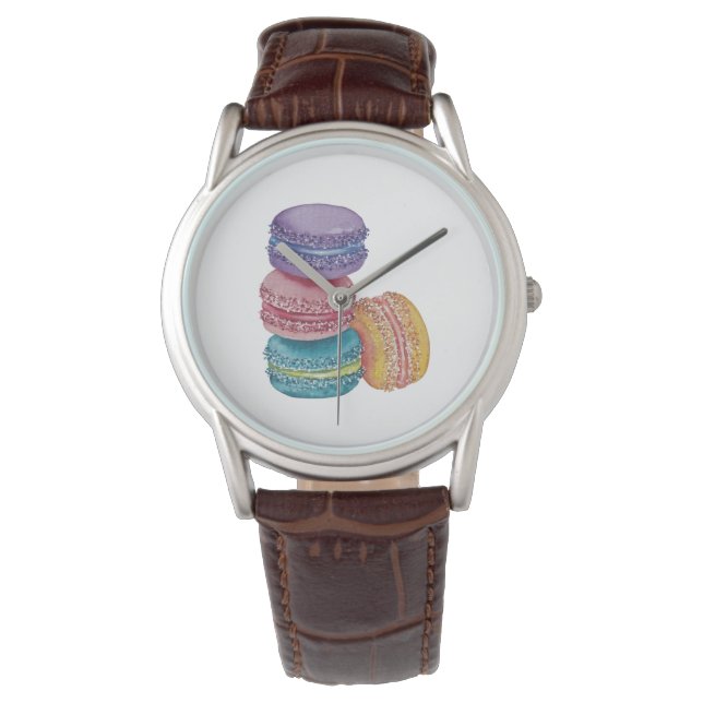 Montre Cute Rainbow Macaroons In Watercolor (devant)