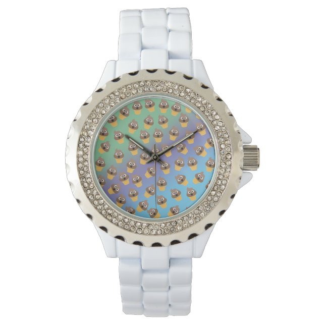 Montre Cute Rainbow Poop Emoji Ice Cream Cone Motif (devant)