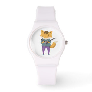 Montre Cute renard avec tasse de thé