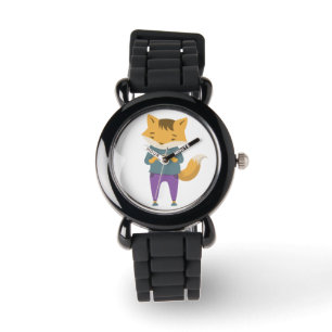 Montre Cute renard avec tasse de thé
