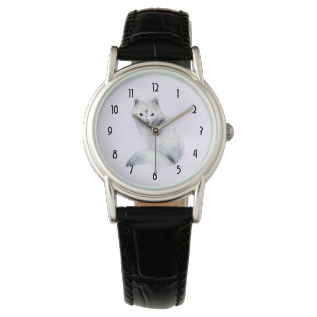 Montre Cute renard nordique avec marques florales (devant)