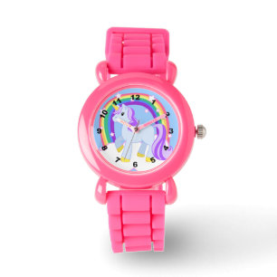 Montre Cute Sparkly Unicorn avec arc-en-ciel