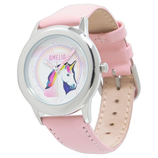 Montre Cute Unicorn Magical Stars Girl Name (Incliné)