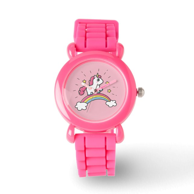 Montre Cute Unicorn Sur Arc En Arc En Arc En Ciel (Recto)