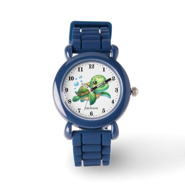 Montre Cute unisex enfants hippocampe amoureux ajouter le (Recto)