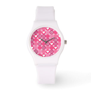 Montre Cute Valentine's Day Coeur rose et Motif de fleurs