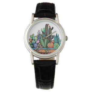 Montre Cute Watercolor Cactus Garden