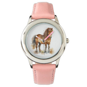 Montre Cute Whimsical Brown Cheval Pony Enfants